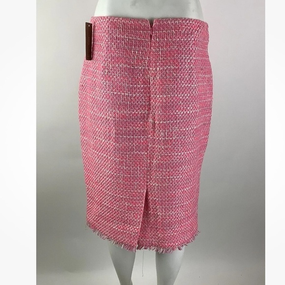 NWT J Crew Sz 8 Tweed Pencil Skirt Pink Acrylic Polyester Business Casual - Picture 3 of 6